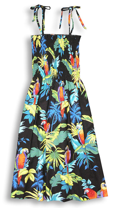 Jungle Parrots Smocked Tube Dress