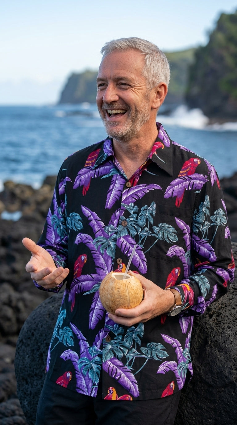 Jungle Bird Men's Long Sleeve Shirt — Men's Long Sleeve Shirts — Paradise Found (view 3)