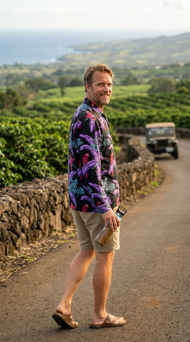 Jungle Bird Men's Long Sleeve Shirt — Men's Long Sleeve Shirts — Paradise Found (view 4)