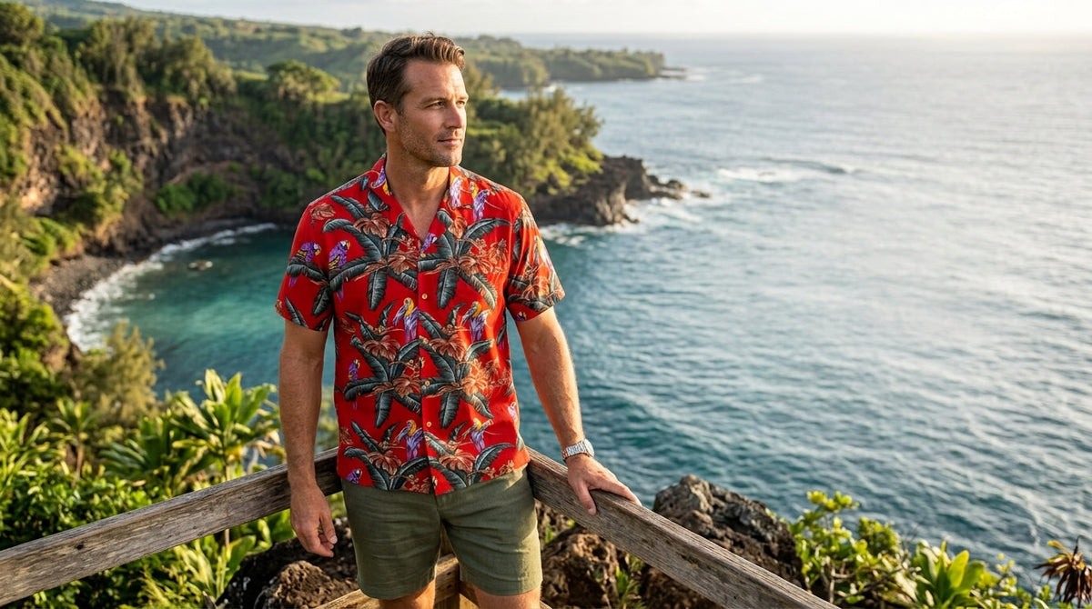 Paradise Found Mens Jungle Bird Tom Selleck Magnum PI Rayon Shirt — Men's Rayon — Paradise Found