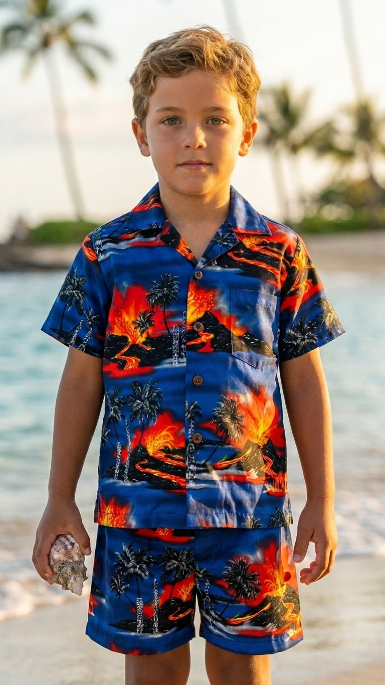 Kilauea Big Island Volcano Boy's 2pc — Boys Cabana Sets — RJC (view 6)