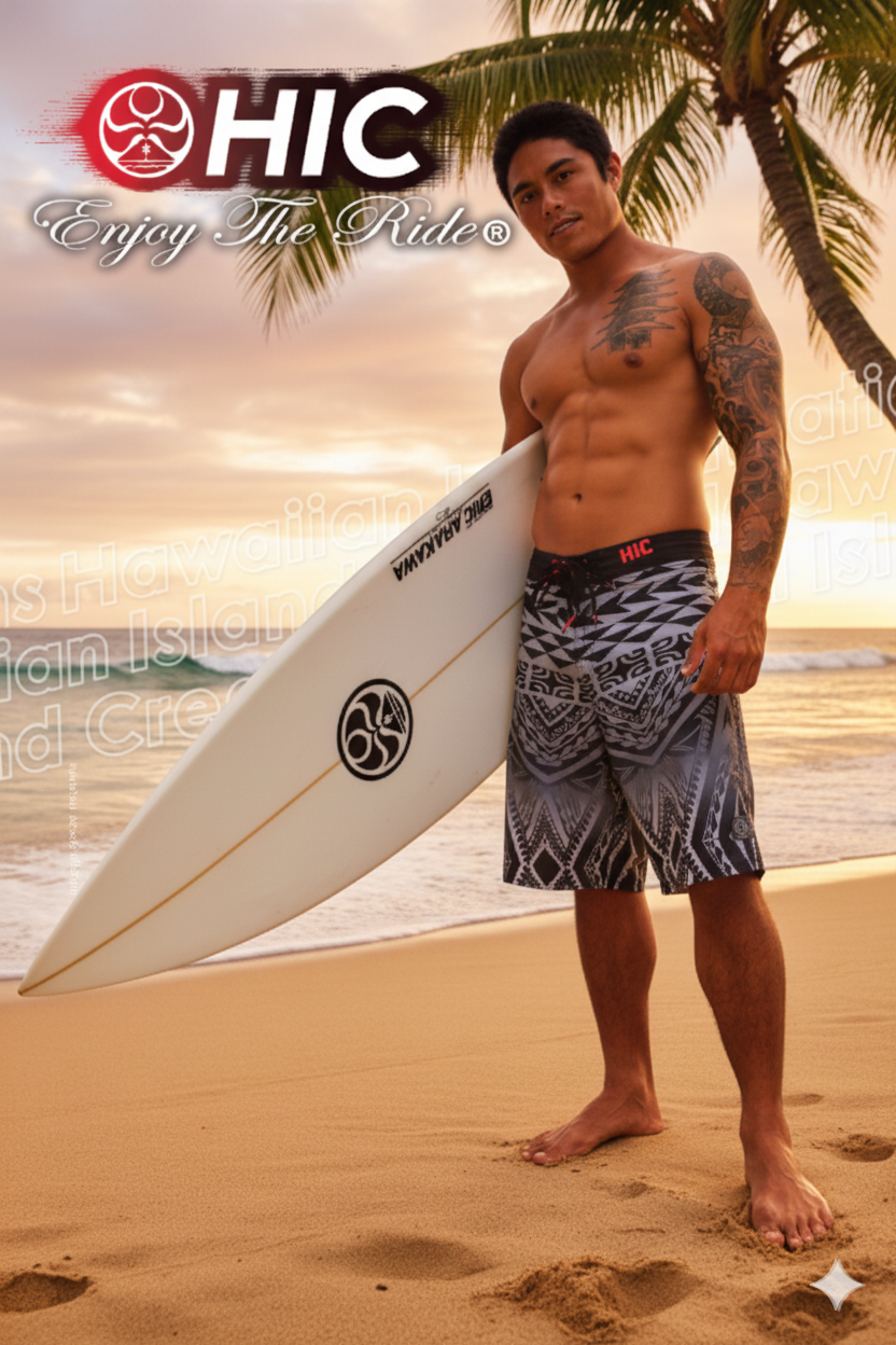 20"-23.5" HIC Kona Tiki Quick Dry Board Shorts — Boardshorts — HIC