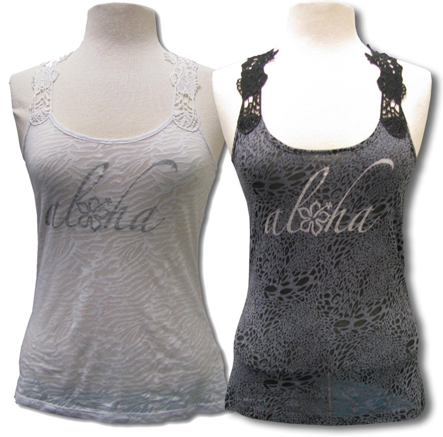 Leopard Crochet Burnout Junior Sizes Cotton Blend Sheer T-Shirt