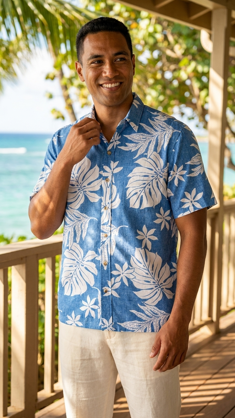 Magnificent Monstera Businessman's Reverse Cotton — Men's Reverse Print Shirts — MauiShirts (view 4)