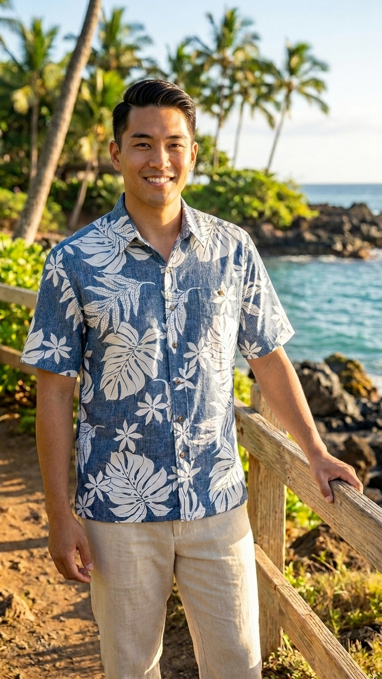 Magnificent Monstera Businessman's Reverse Cotton — Men's Reverse Print Shirts — MauiShirts (view 8)