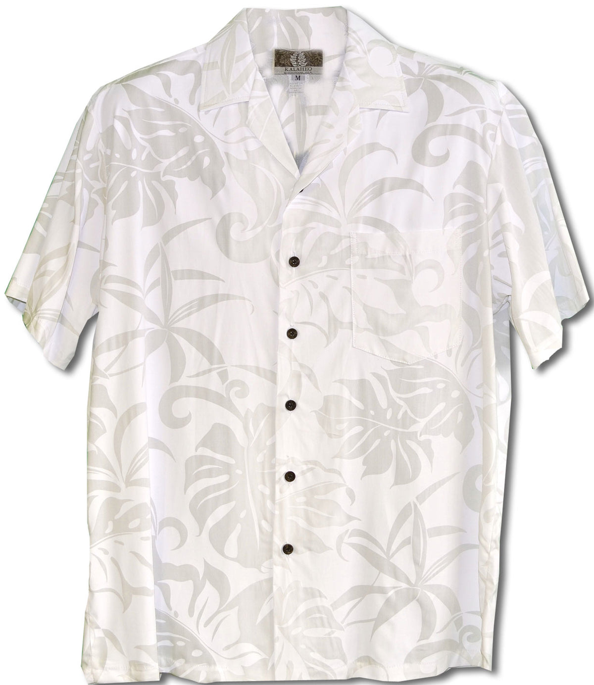Delicate Tropical Men's Wedding White Aloha Shirt