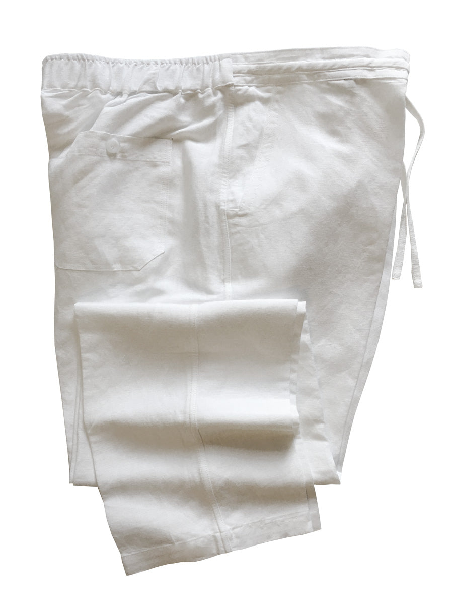 Linen Rayon Blend Wedding White Pants