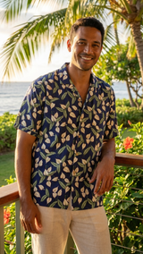 Paradise Found Men's Tom Selleck Magnum PI Mini Anthurium Hawaiian Shirt