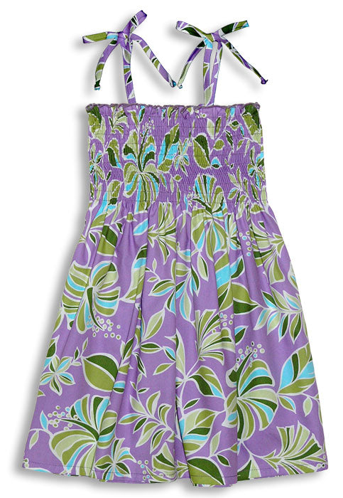 modern hibiscus girl's elastic tube top dress