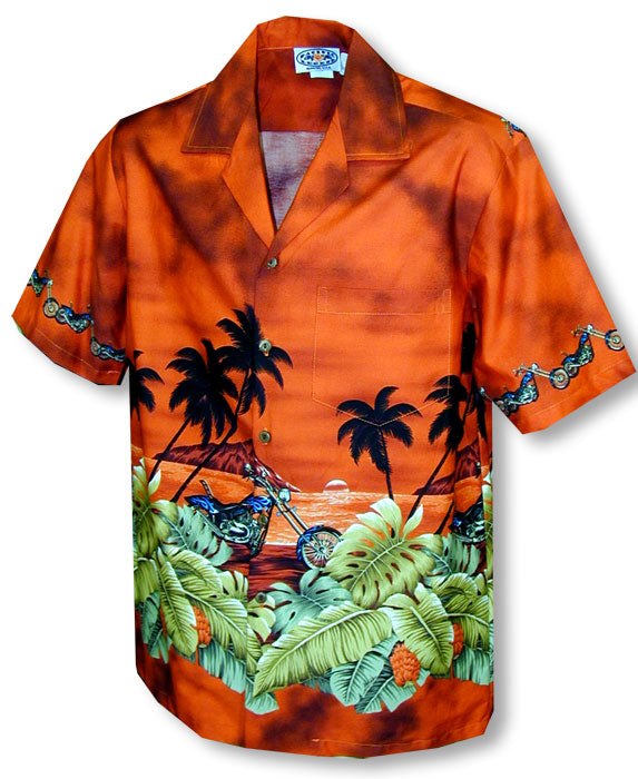 Motorcycle Hawaiian Sunset Men's Shirt