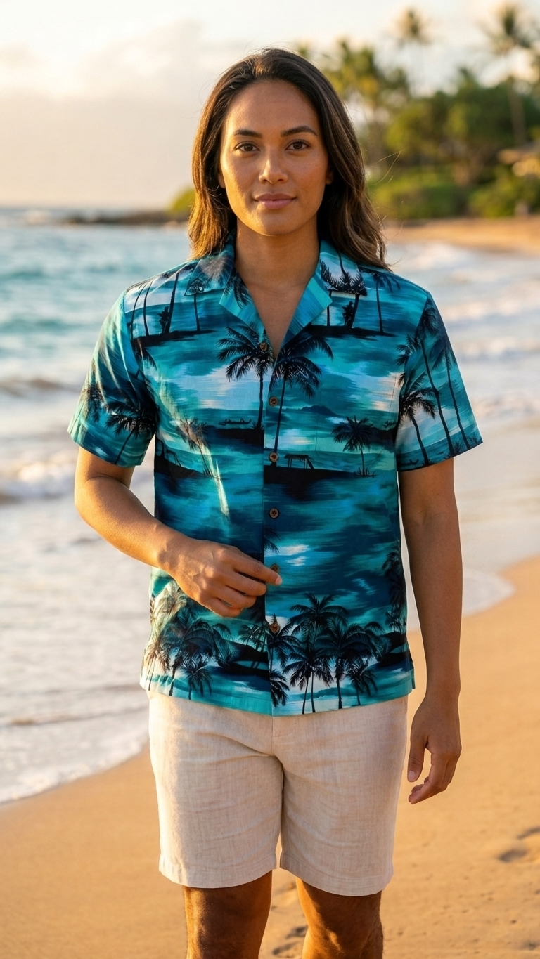 Night Time Surf Women's Hawaiian Camp Shirt — Womens Cotton Shirts — RJC