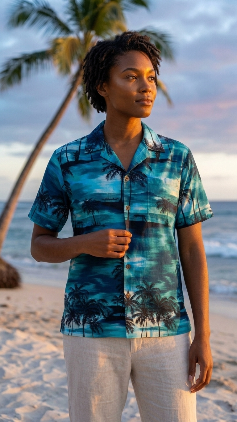 Night Time Surf Women's Hawaiian Camp Shirt — Womens Cotton Shirts — RJC