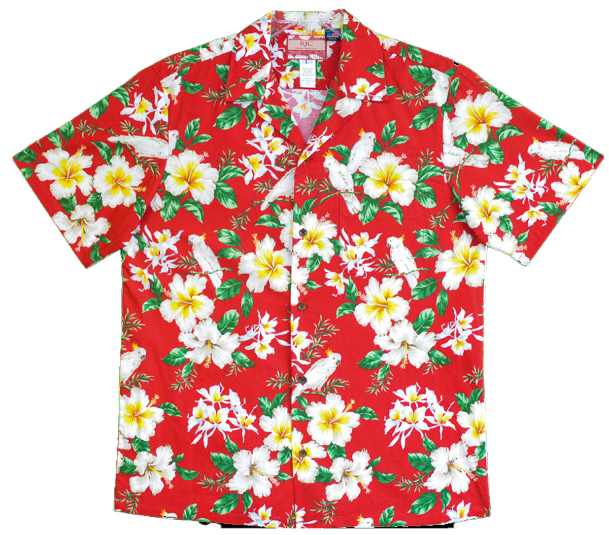 White Parrot Hibiscus Men's Shirt