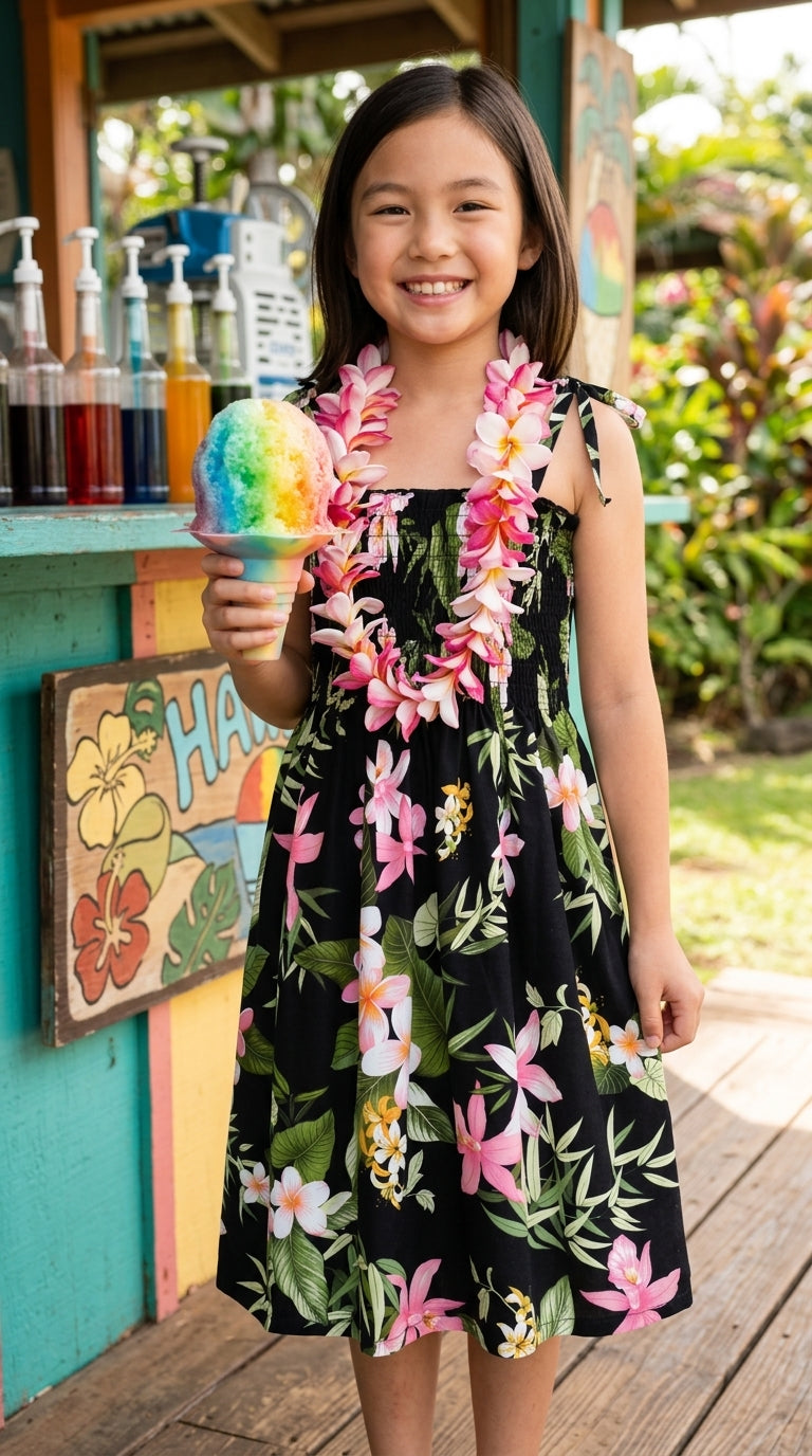 Orchid Plumeria Garden Girl's Elastic Tube Top Dress — Girls Dresses — MauiShirts