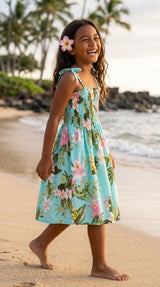 Orchid Plumeria Garden Girl's Elastic Tube Top Dress — Girls Dresses — MauiShirts (view 7)