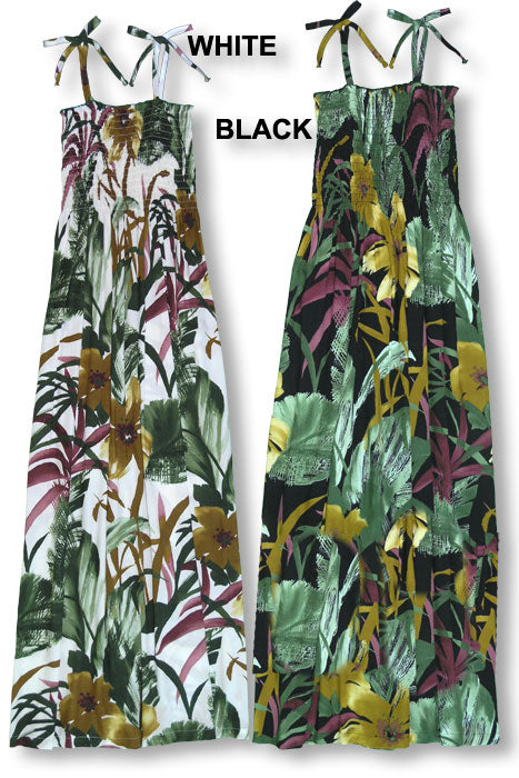 Oriental Watercolor Long Smocked Dress