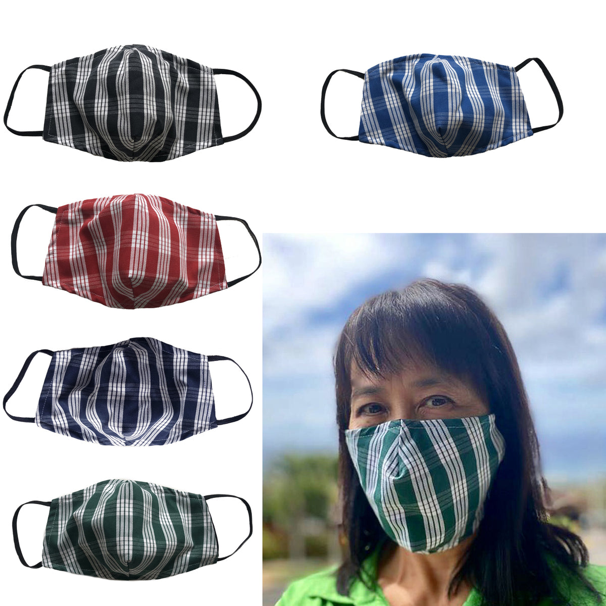 1pc or 2pc Palaka Full Fitting Cotton Face Masks