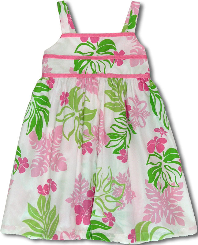Pale Hawaiian Flower Ribbon Dress