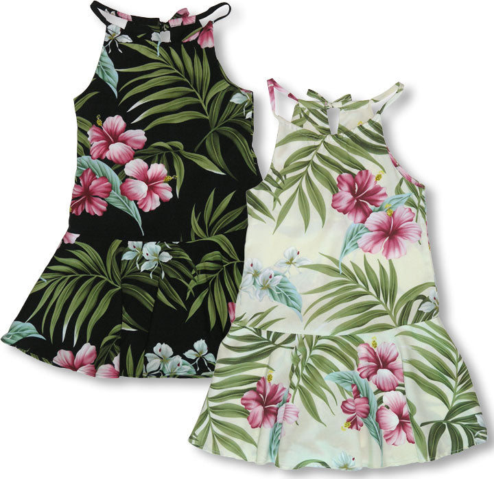 Pale Hibiscus Orchid Girl's Drop Waist Halter