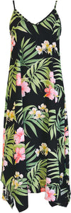 Pale Hibiscus Orchid Scarf Hem Long Dress