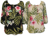 Pale Hibiscus Orchid Women's Peasant blouse shirt