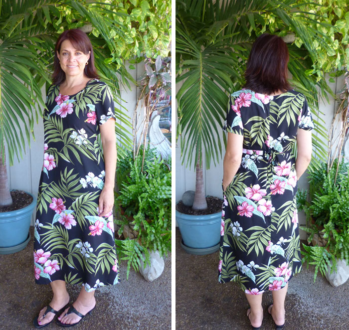 Pale Hibiscus Orchid Tie Back Dress with Pockets