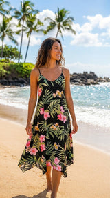 Pale Hibiscus Orchid Scarf Hem Long Dress — Women's Long Dresses — RJC Puanani (view 3)