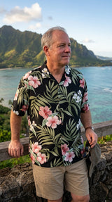 Pale Hibiscus Orchid Men's Shirt — Men's Rayon Shirts — RJC (view 10)