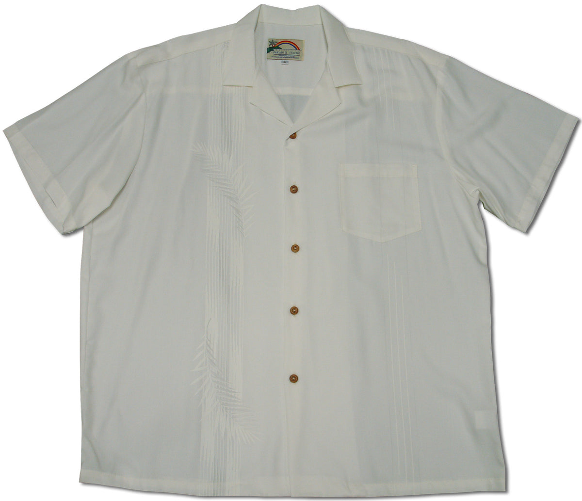 Palm Shadow men's wedding white aloha shirt