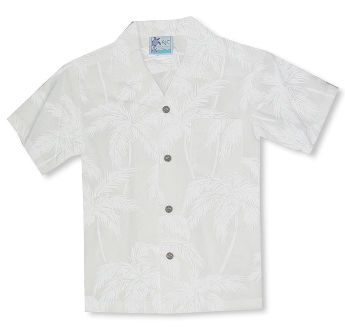 Palm Trees Boys Wedding White Shirt