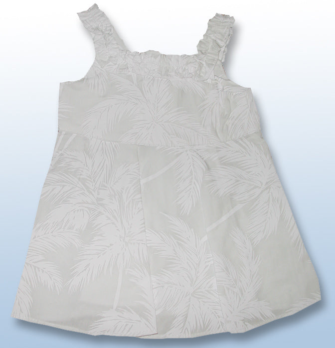 Palm Trees White Girl's Lei Neck Fare Dress