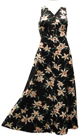 Star Orchid button front Hawaiian long dress