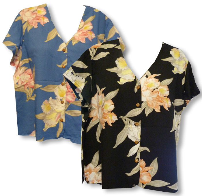 Paradise Orchid Corsage Collarless Blouse