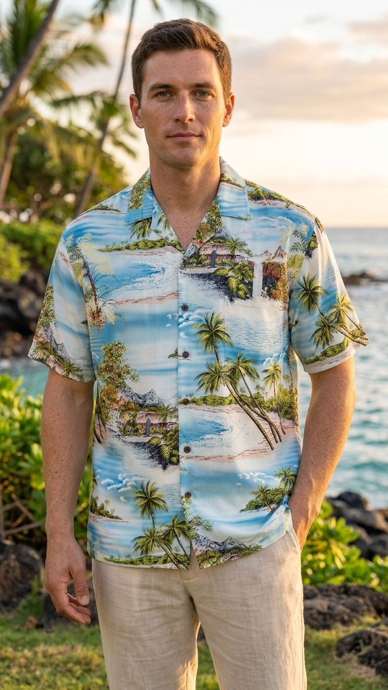 Paradise Island Surf Mens Shirt Matching Family — Men's Rayon Shirts — RJC (view 5)