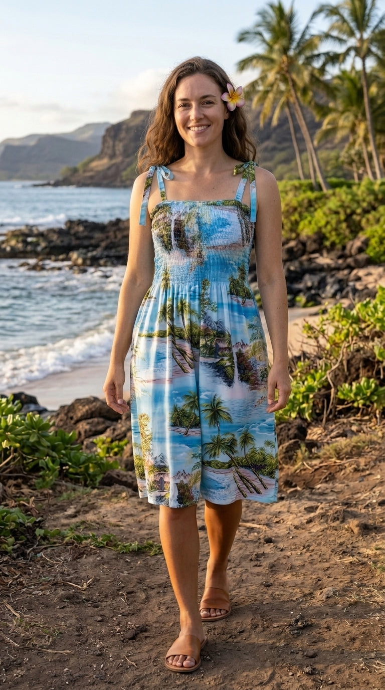 Paradise Island Surf Women's Hawaiian Smocked Dress