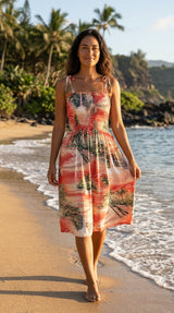 Paradise Island Surf Women's Hawaiian Smocked Dress