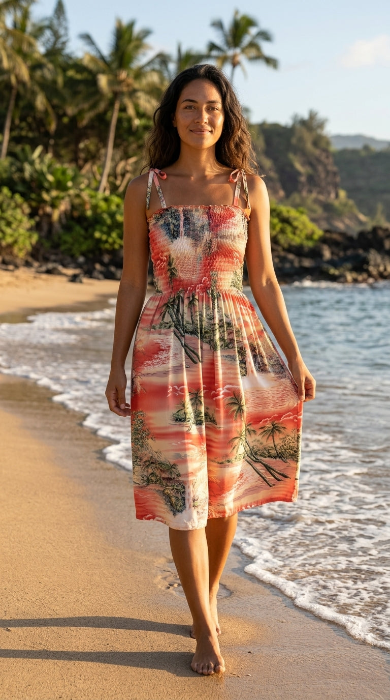Paradise Island Surf Women's Hawaiian Smocked Dress