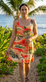 Paradise Island Surf Women's Empire Tie Front Hawaiian Dress (Generous Fit)