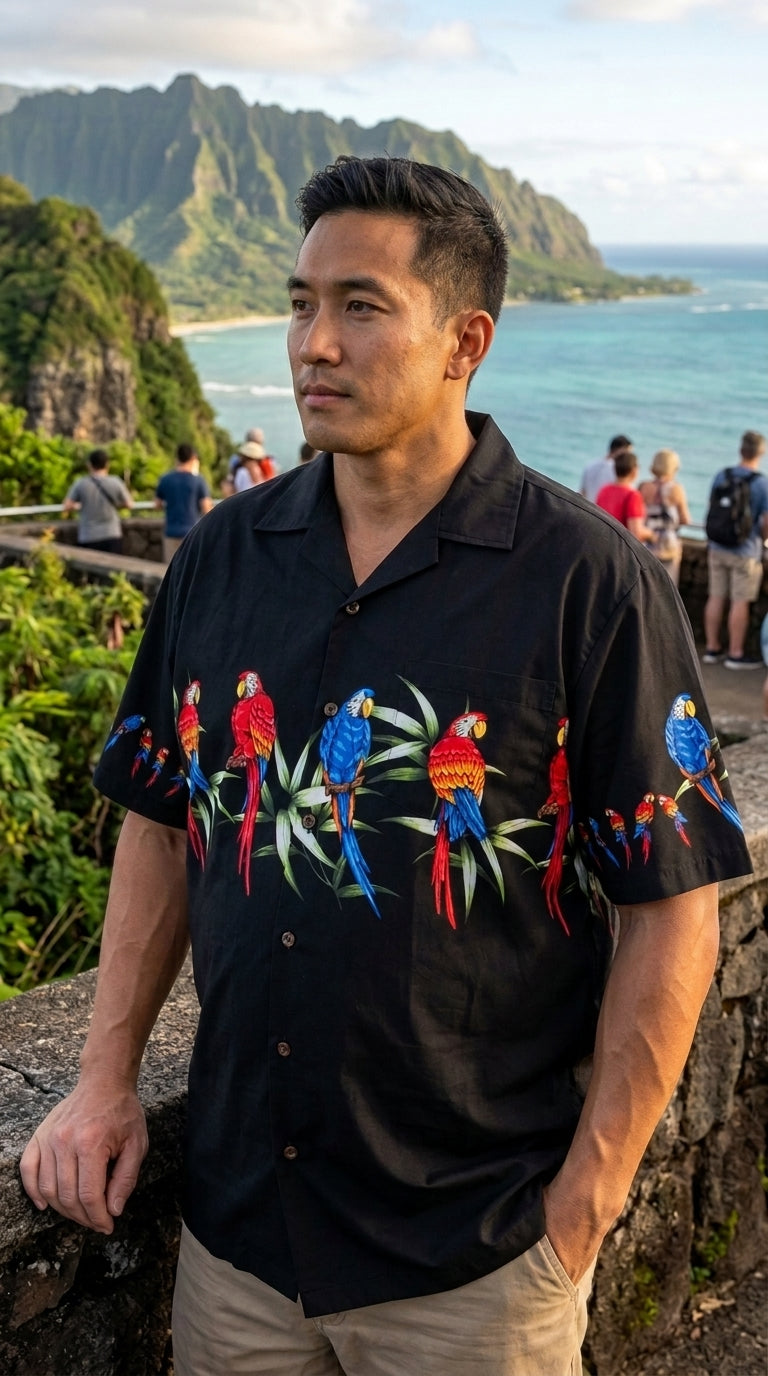 Parrots Bamboo Chest Band Men's Cotton — Men's Cotton Shirts — Pacific Legend (view 3)