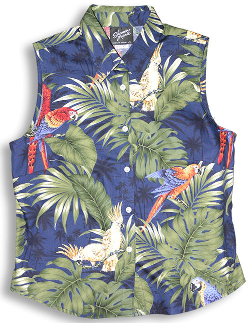 Parrots Monstera women's sleeveless cotton