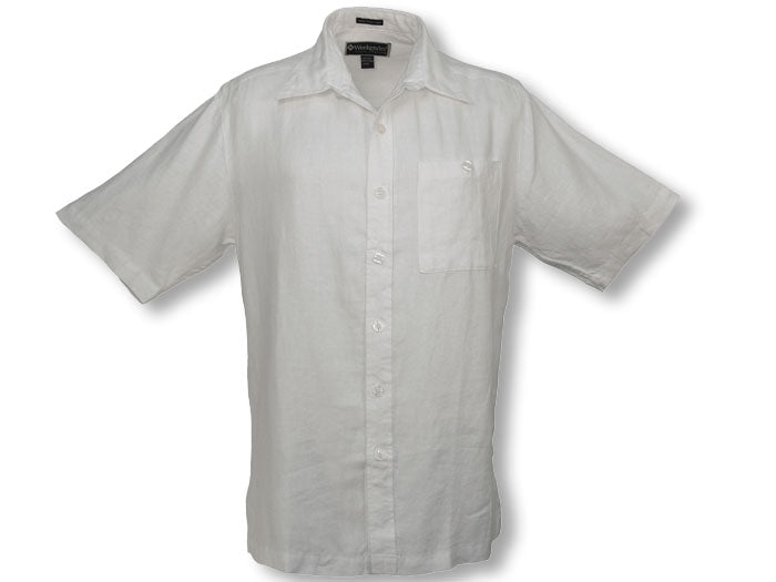 Pavilion Men's Weekender Wedding White Linen Shirt