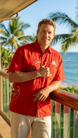 Peekaboo Santa Reindeer Sleigh Pocket — Men's Polyester Shirts — Bamboo Cay (view 8)