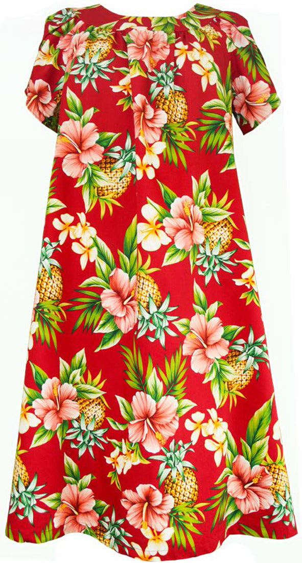 Pineapple Hibiscus Muumuu Dress