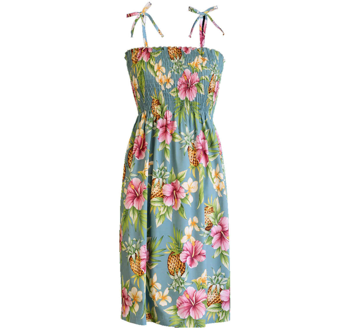 Pineapple Hibiscus Smocked Tube Dress