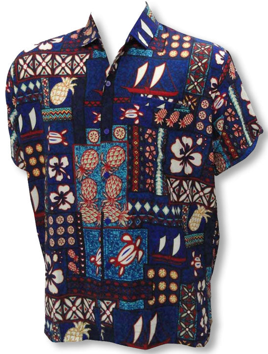 Pineapple, Outrigger, Turtle Men's Terivoile Aloha Shirt