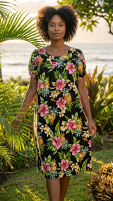 Pineapple Hibiscus Muumuu Dress — Women's Muumuu Dresses — RJC (view 3)