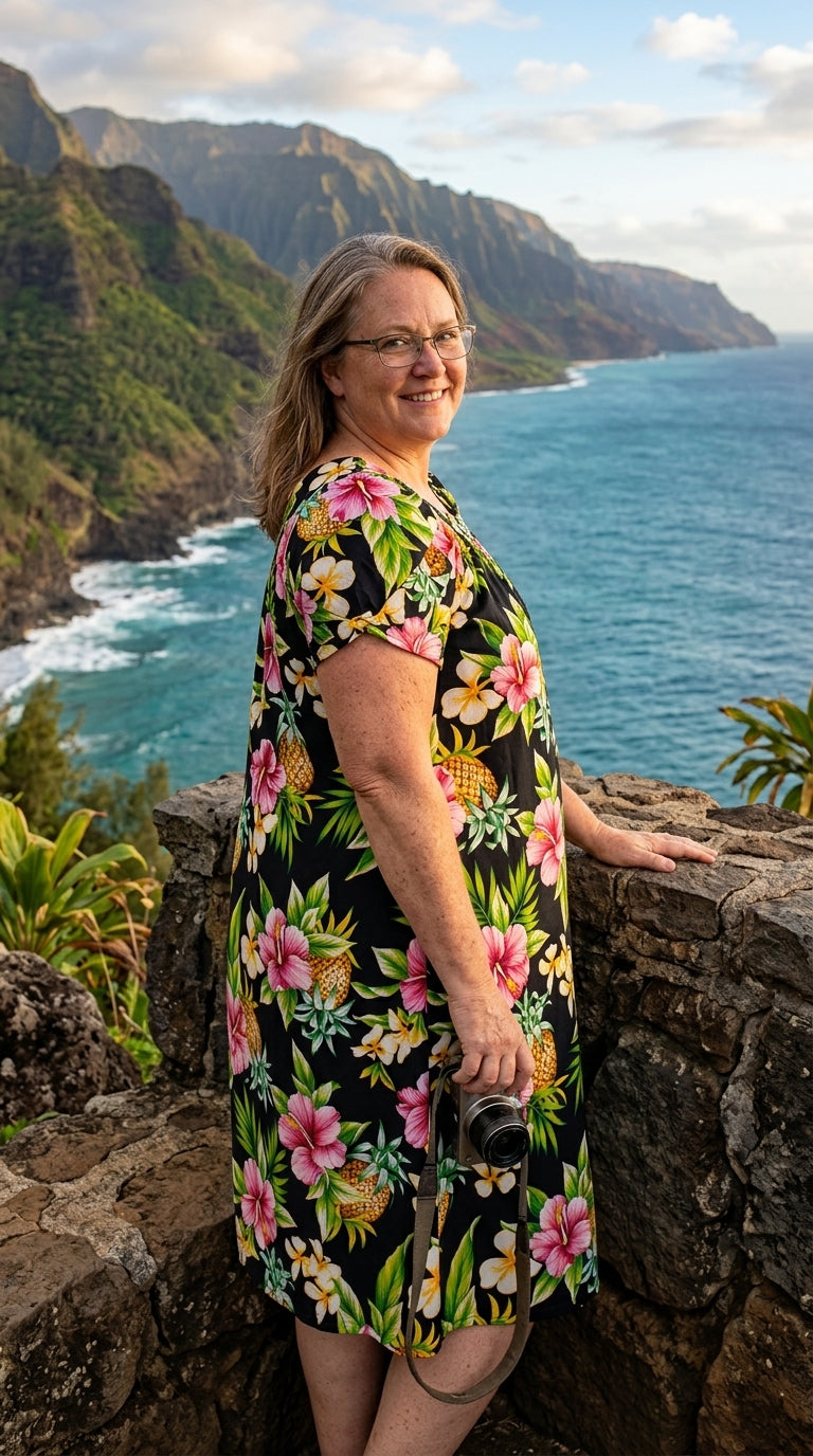 Pineapple Hibiscus Muumuu Dress — Women's Muumuu Dresses — RJC (view 11)