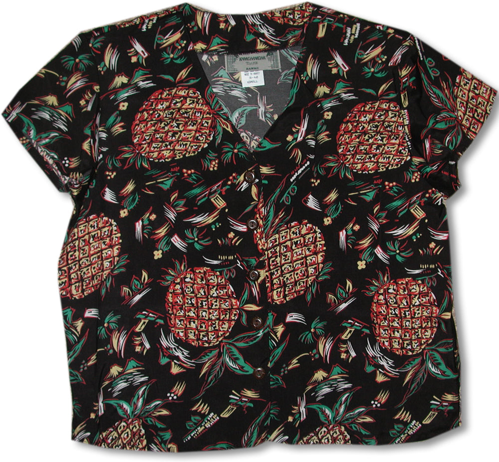 Pineapples Kamehameha Collarless Blouse