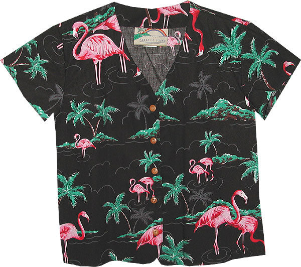 Pink Flamingo Collarless Blouse