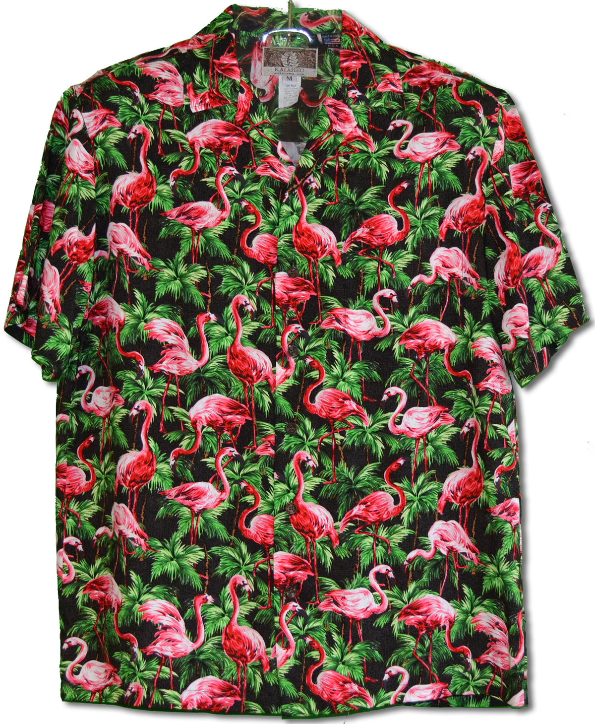 Pink Flamingos Galore mens rayon aloha shirt